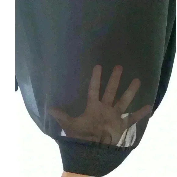 Express Sheer Black Crew Neck Blouse - Picture 4 of 6